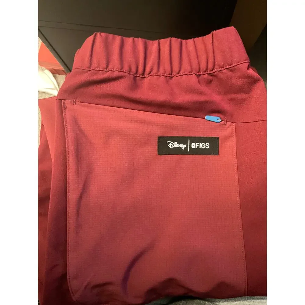 NWOT Figs Limited Edition Disney Cargo Scrub Pants In Burgundy RARE Men’s Medium